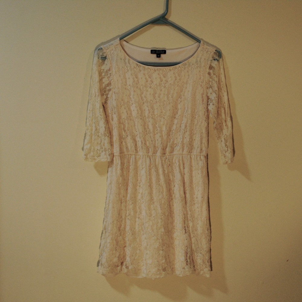 BeBop Cream Lace Babydoll Skater Dress - Size M
